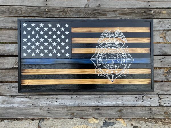 Rustic Thin Blue Line Badge Silhouette