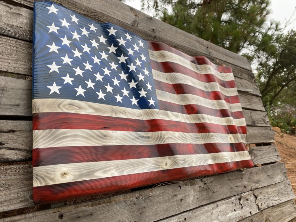 Hand Carved Waving Flag (35" X 19")