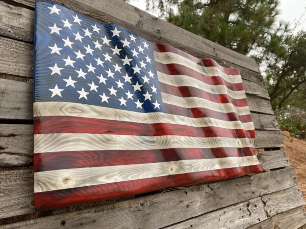 Hand Carved Waving Flag (35" X 19")