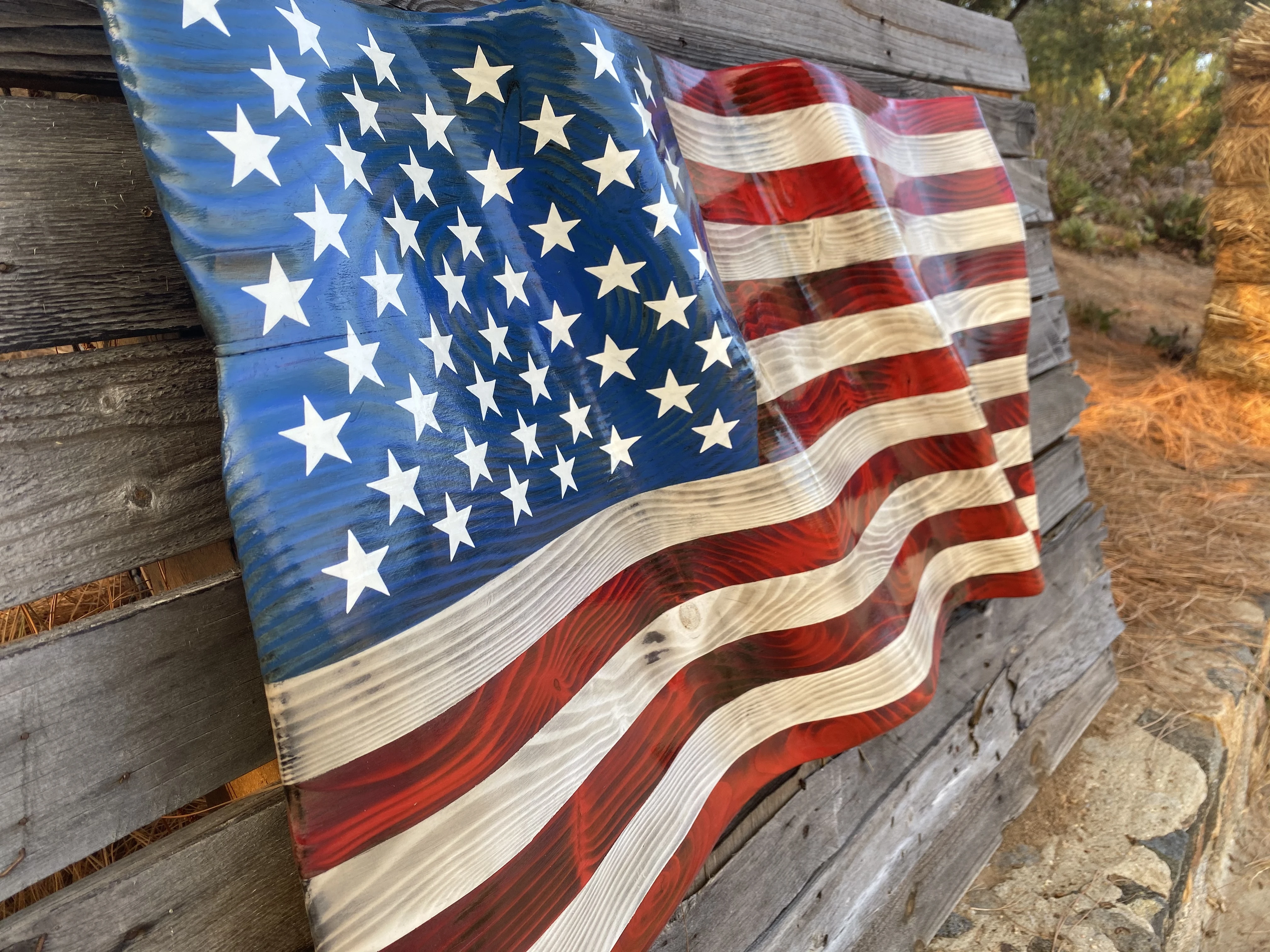 Hand Carved "ULTRA" Waving Flag