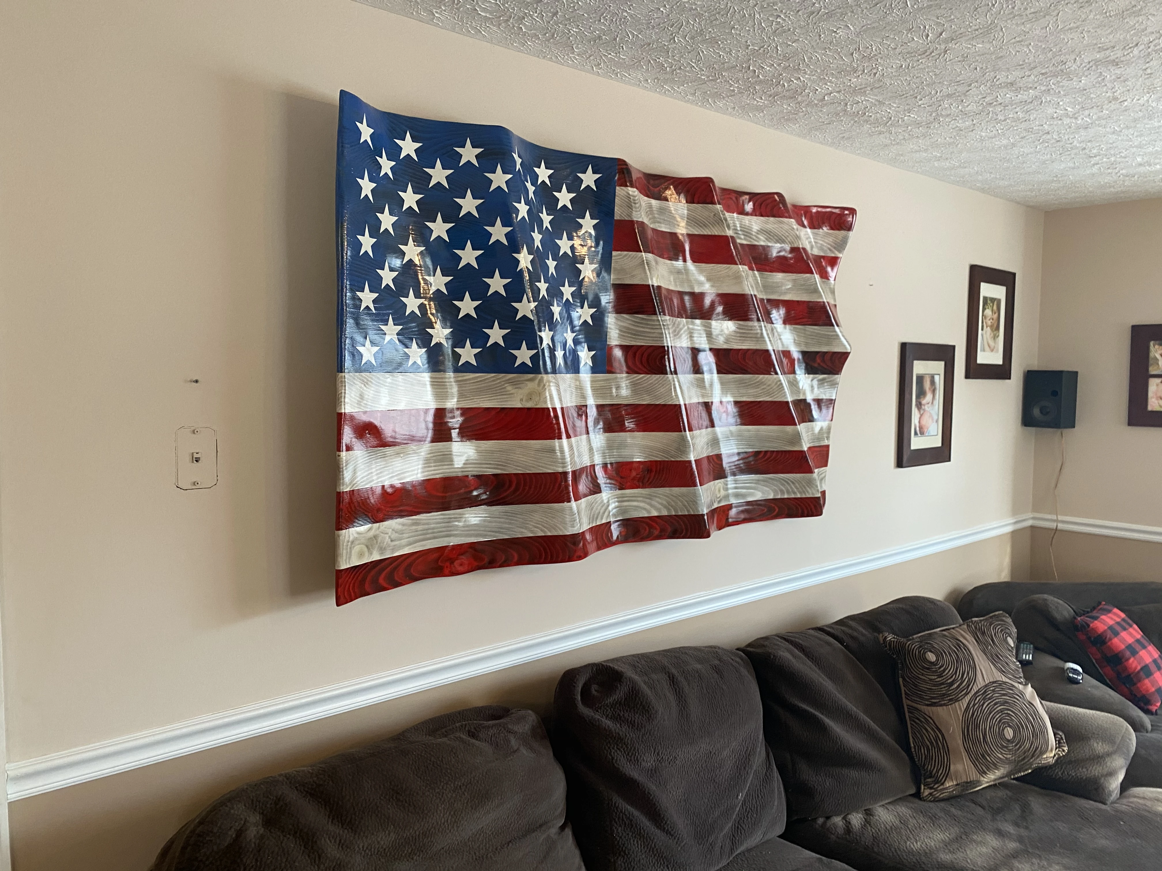 Hand Carved XL Waving Flag (74" X 40")