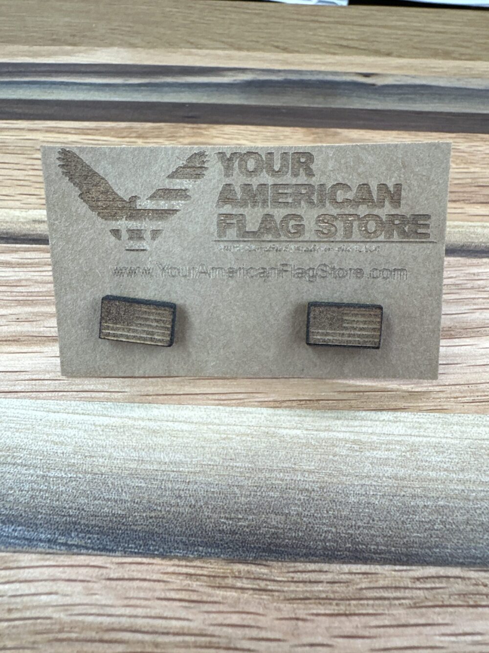 Wooden Flag Earrings